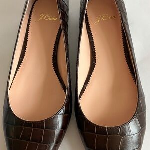 J.CREW Croc Embossed Leather Flat